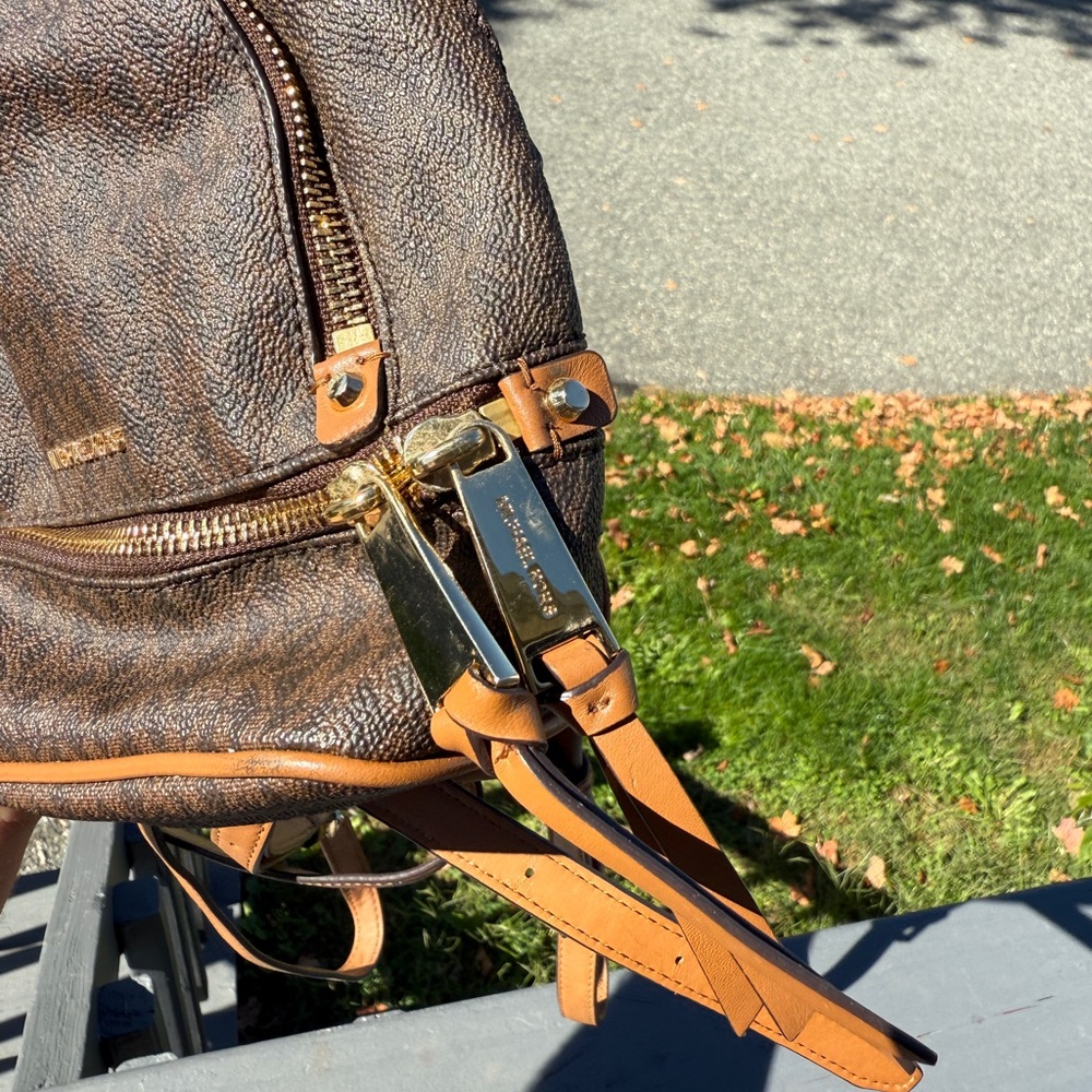 Michael Kors Textured Brown Backpack with Gold Hardware